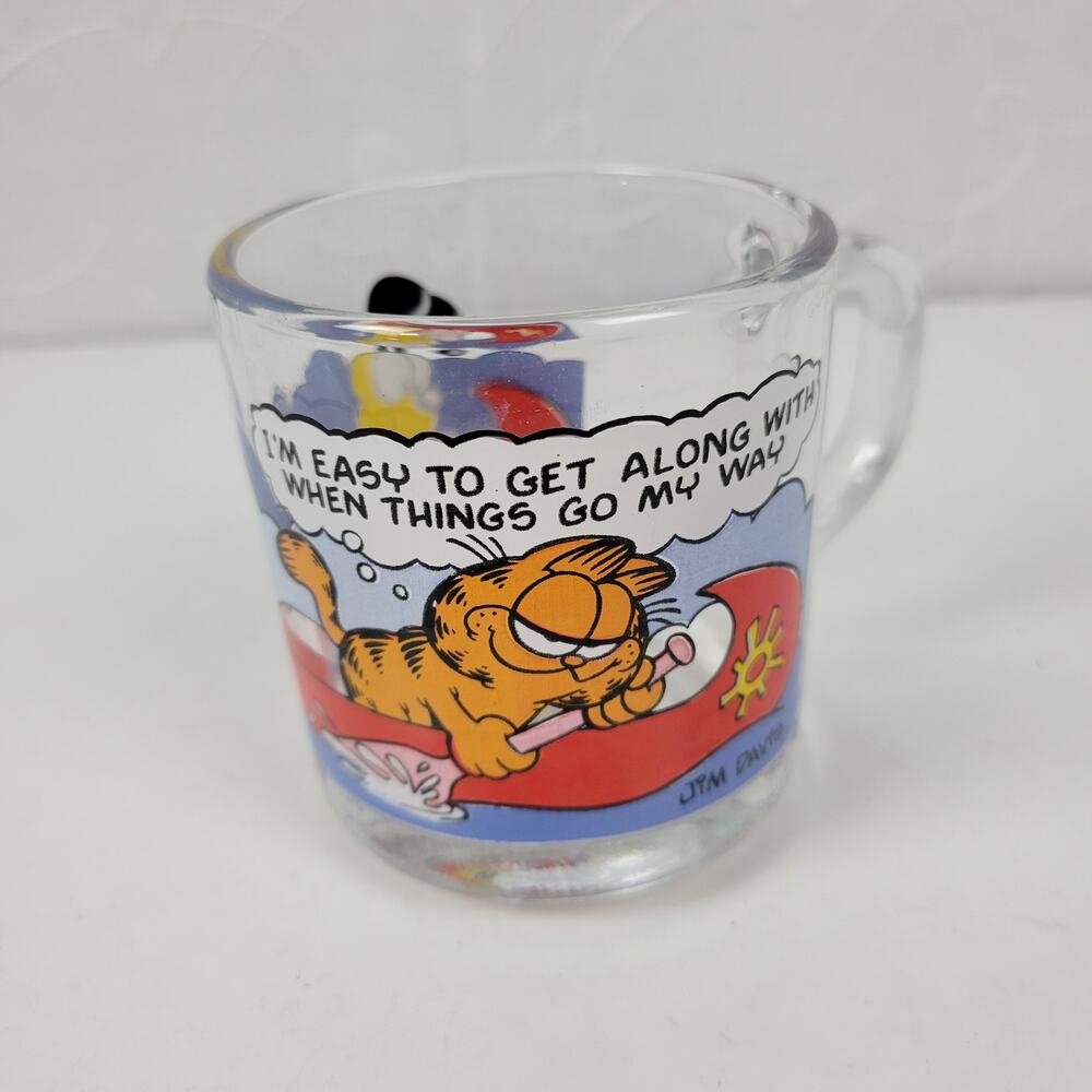 Vintage Garfield Odie 1978 Jim Davis McDonald's Collectible Glass Coffee Mug